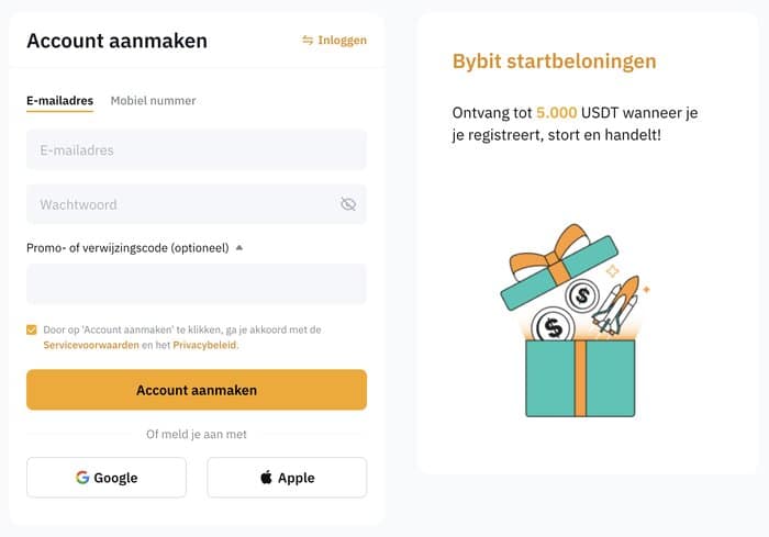 bybit account aanmaken